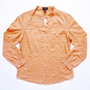 Striped Semi-Sheer Button Down/Up Shirt/Top/Blouse